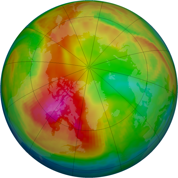 Arctic ozone map for 26 January 1991